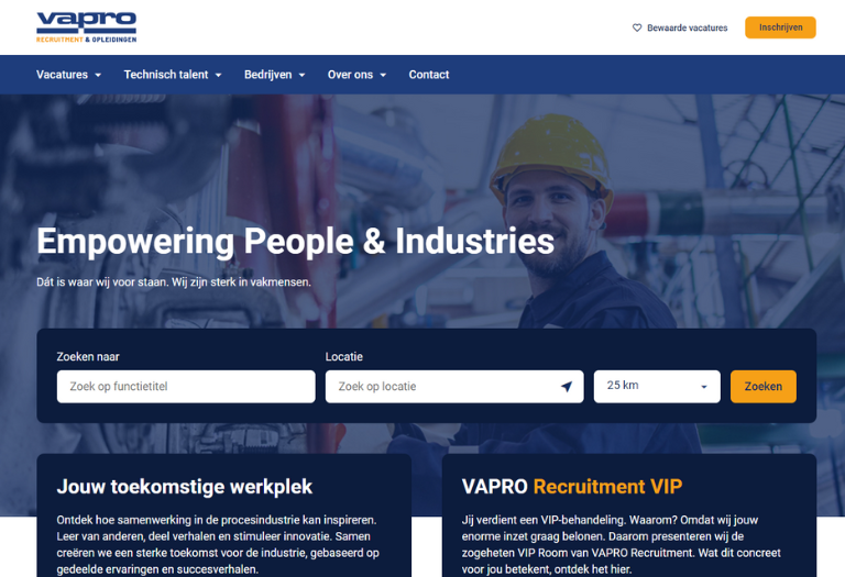 VAPRO Recruitment heeft een nieuwe website